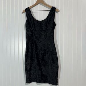 Vintage Young Edwardian‎ Crushed Velvet Mini Dress Black Size 7 Goth Grunge 90s